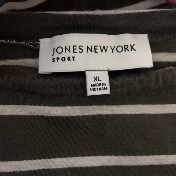 Jones NY Sport Army Green Striped Top​​ - Picture 4 of 4